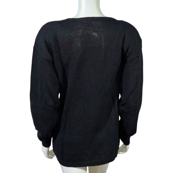 Vintage 90s Jason Maxwell Sequin Star Sweater - NWT Black Rainbow Stars Medium - Picture 3 of 12